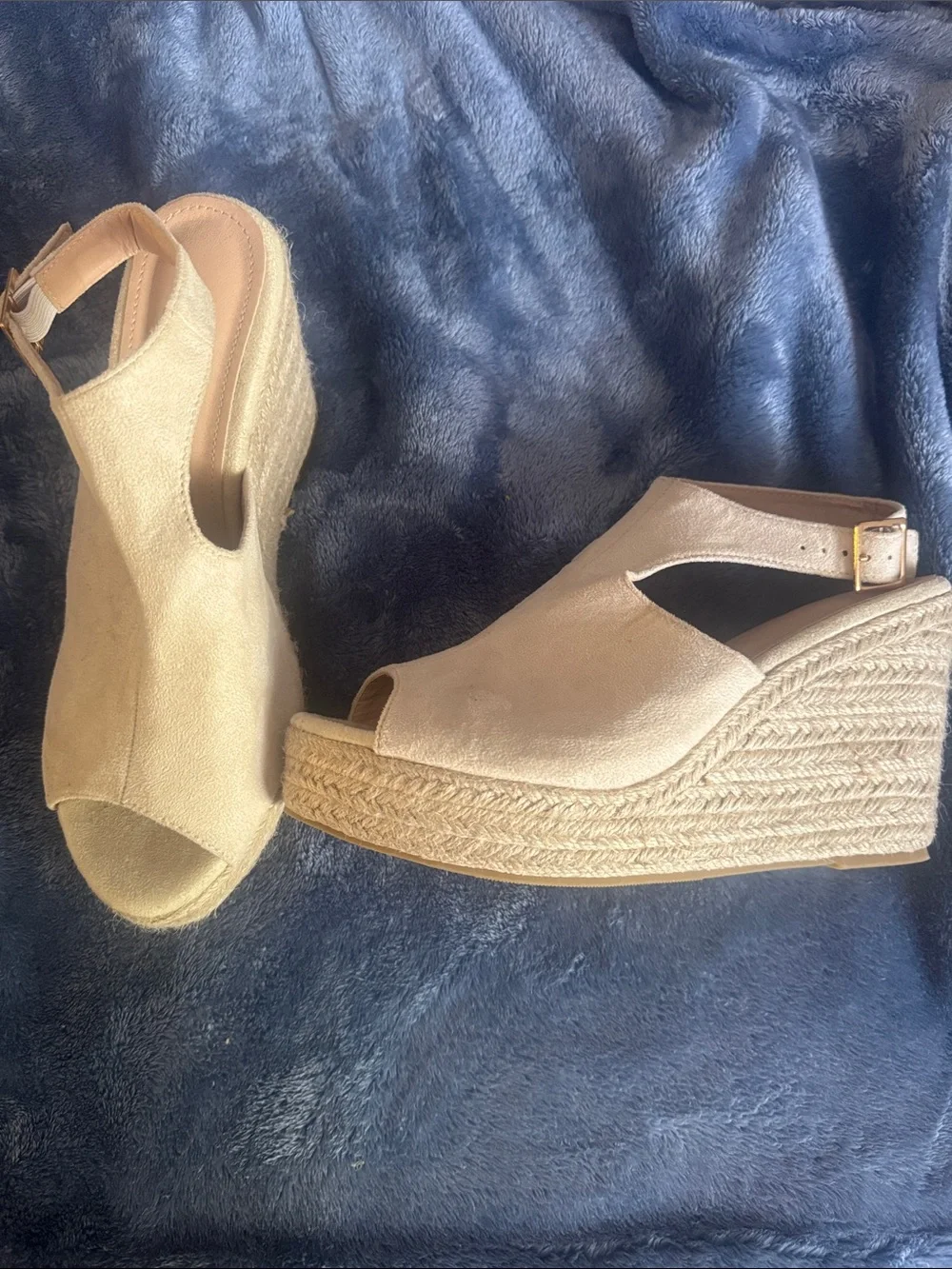 SHEIN Neutral Tan Espadrille Wedge Sandals